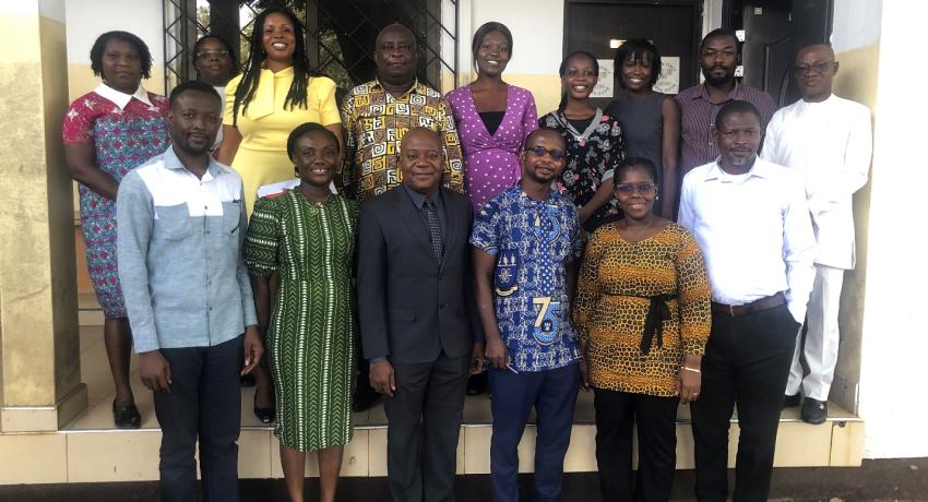 Prof. Samuel N. A. Codjoe (2nd from left) in a group photograph with the students